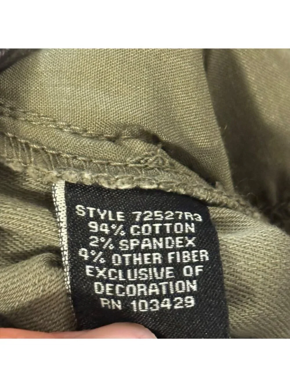 Intro. Kris Ankle Stretch Cotton Slub olive green Pants Size 16 women NWT - Picture 4 of 12
